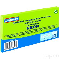 Bloczek samoprzylepny DONAU, 127x76mm, 1x100 kart., neon, zielony