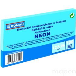 Bloczek samoprzylepny DONAU, 127x76mm, 1x100 kart., neon, niebieski