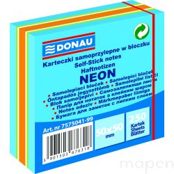 Mini kostka samoprzylepna DONAU, 50x50mm, 1x250 kart., neon-pastel, mix niebieski