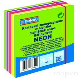 Kostka samoprzylepna DONAU, 76x76mm, 1x400 kart., neon-pastel, mix zielony
