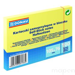 Bloczek samoprzylepny DONAU, 105x76mm, 1x100 kart., jasnożółty