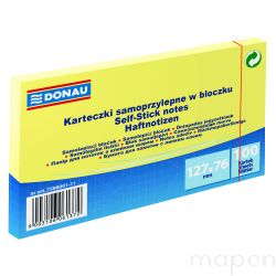 Bloczek samoprzylepny DONAU, 127x76mm, 1x100 kart., jasnożółty