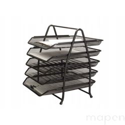 Zestaw na biurko metalowy organizer 5 szufladek siatka czarny 275x350x375mm
