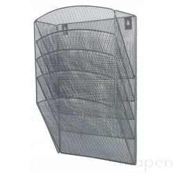 Organizer na dokumenty, 5 półek metalowy A4 srebrny siatka 315x440x120mm
