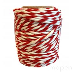 Sznurek ozdobny do pakowania prezentów biało-czerwony