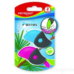 Gumka uniwersalna KEYROAD Parrot, 2szt., blister, mix kolorów