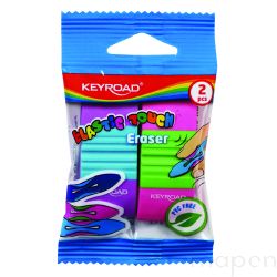 Gumka uniwersalna KEYROAD Elastic Touch, 2szt., zawieszka, mix kolorów
