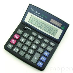 Kalkulator biurowy VECTOR KAV DK-215 BLK, 12-cyfrowy, 112x135mm, czarny