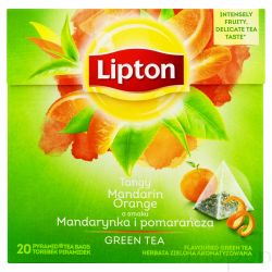 Herbata LIPTON, piramidki, 20 torebek, zielona mandarynka i pomarańcza