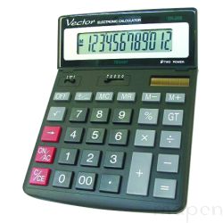 Kalkulator biurowy VECTOR KAV DK-206 BLK, 12-cyfrowy, 155x200mm, czarny