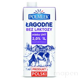 Mleko UHT POLMLEK 2%, bez laktozy, 1l