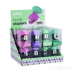 Zszywacz APLI Nordik, Soft Touch, 30 kart., zszywki, pudełko z zawieszką, mix kolorów pastel