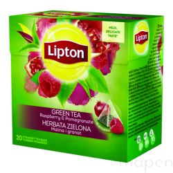 Herbata LIPTON, piramidki, 20 torebek, zielona, malina i granat