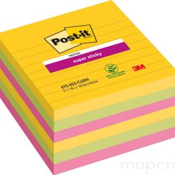 Karteczki samoprzylepne Post-it Super Sticky XL, CARNIVAL, w linię 101x101mm, 6x90 kart