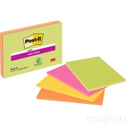 Karteczki samoprzylepne POST-IT Super Sticky , 203x152mm, 4x45kart., mix kolorów