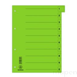 Przekładka DONAU, karton, A4, 235x300mm, 0-9, 1 karta z perforacją, zielona 50szt