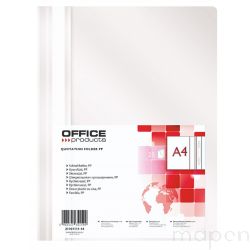 Skoroszyt OFFICE PRODUCTS, PP, A4, miękki (25szt), 100/170mikr., Biały