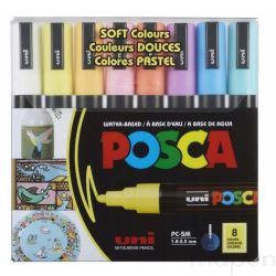 Marker POSCA z farbą plakatową zestaw etui 8 kolorów pastel